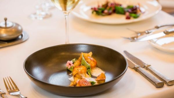 Scallops with broad bean tips at The Farm at Cape Kidnappers